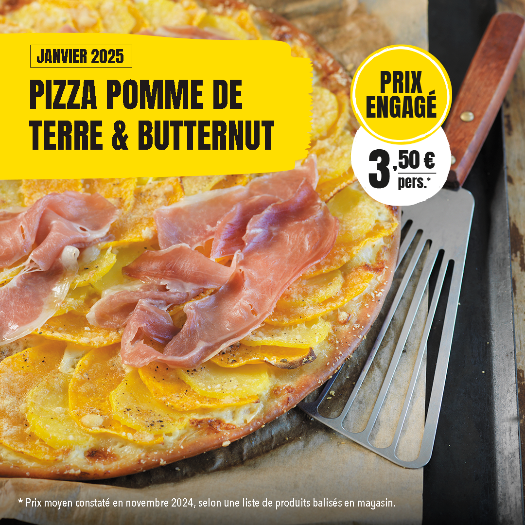 Pizza pomme de terre & butternut - Recette à Prix Engagés Janvier 2025