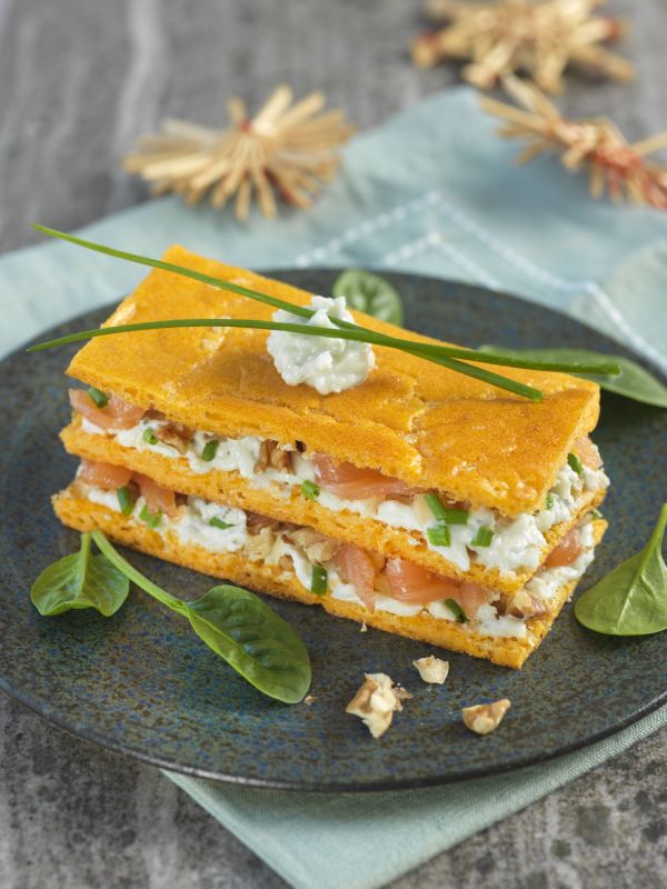Mille-feuille roquefort et saumon fumé - Recette à Prix Engagés Décembre 2024 