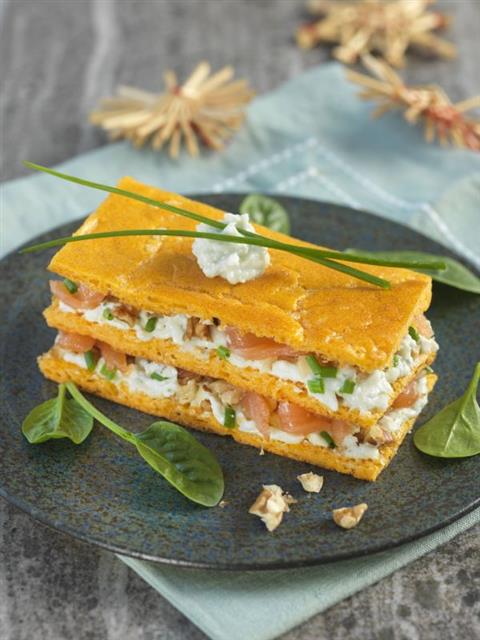 Mille-feuille roquefort et saumon fumé - Recette à Prix Engagés Décembre 2024 
